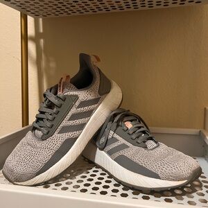 Gray and White Adidas Sneakers